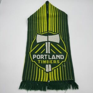 Adidas Portland Timbers MLS Soccer Scarf Green Yellow Axe Logo Knit Fringe